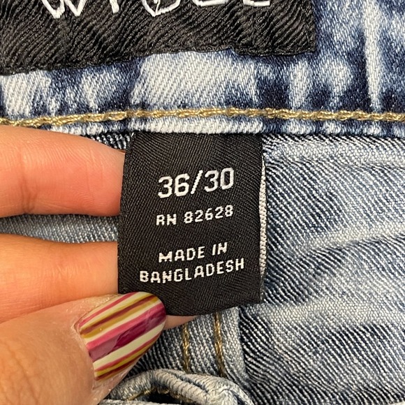 WT02 Jeans Mens 36/30 Blue Denim Cotton Stretch Mid Rise Stacked Straight Leg - Picture 8 of 15